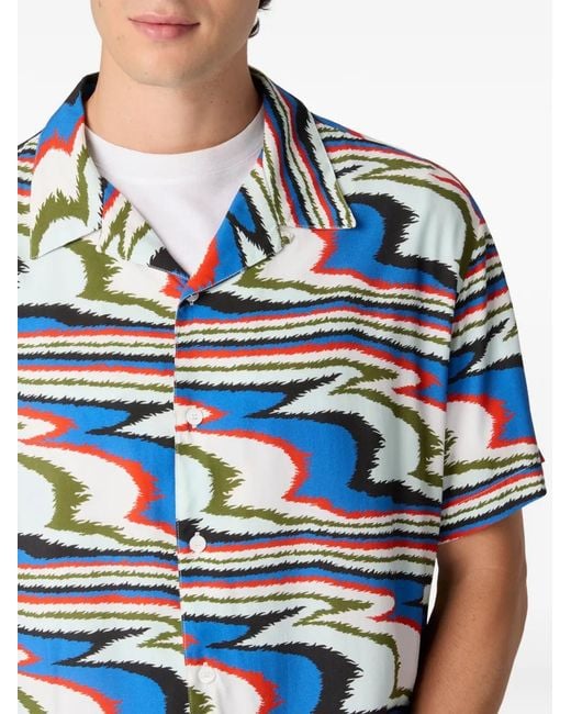 Missoni Blue Abstract-Print Short-Sleeve Shirt for men