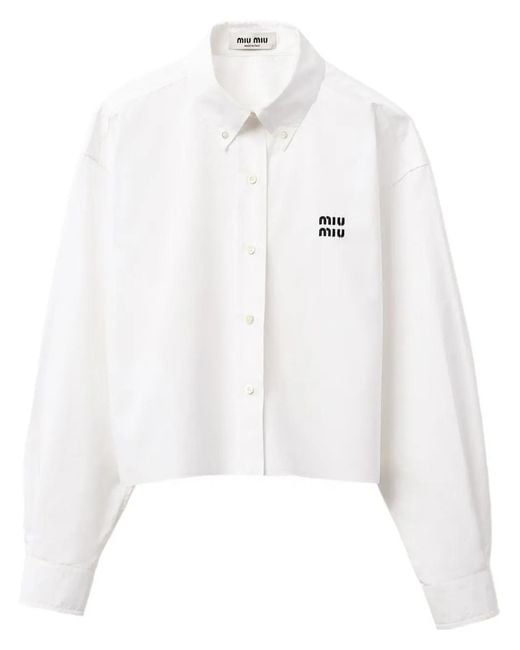 Miu Miu White Poplin Boxy Shirt Clothing