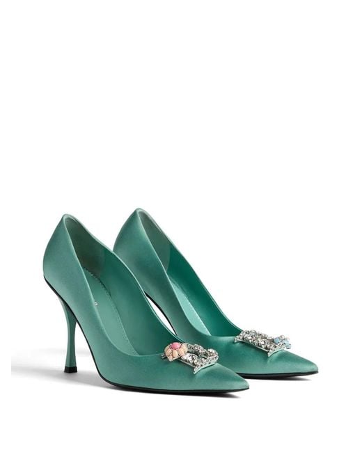 DSquared² Green D2 Crystal Satin Pumps