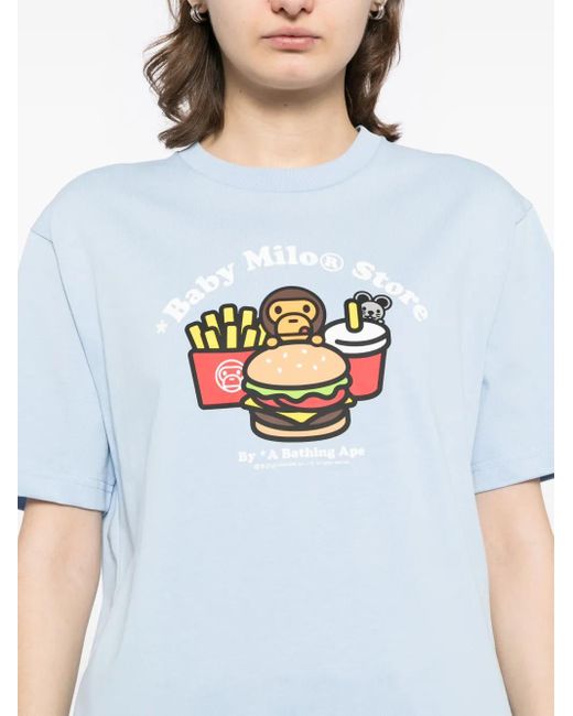 A Bathing Ape Blue Graphic-Print T-Shirt