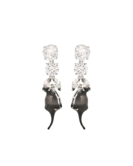 OTTOLINGER White Rhinestone-embellished Stud Earrings
