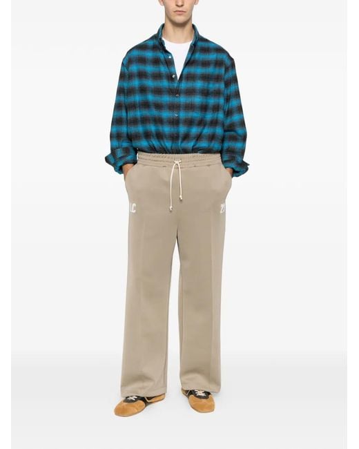 LC23 Blue Plaid-Pattern Buttoned Shirt for men