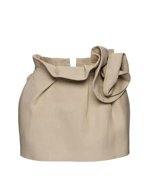 Magda Butrym Natural Linen Flower-Detail Mini Skirt