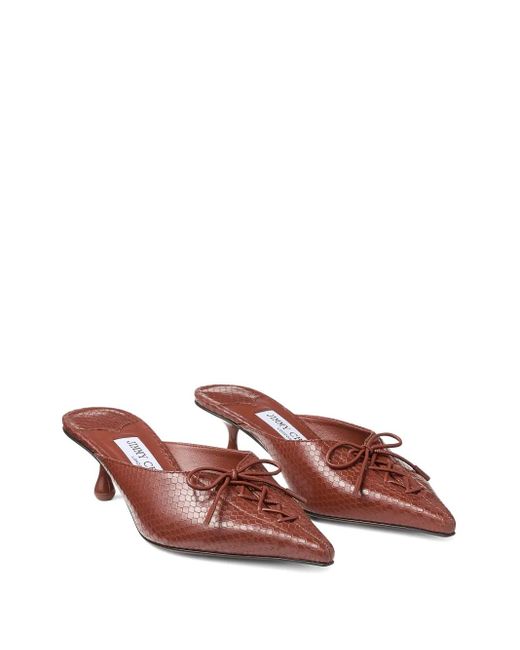 Jimmy Choo Brown 50Mm Scarlett Lace-Up Pointed-Toe Mules