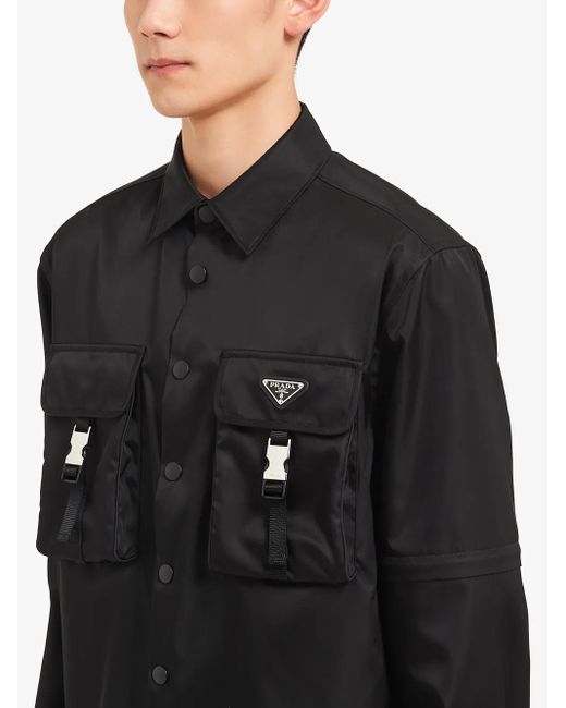 Prada Re-Nylon Overhemd Met Logo in het Black voor heren