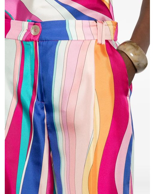 Marella White Opossum Abstract-Print Trousers