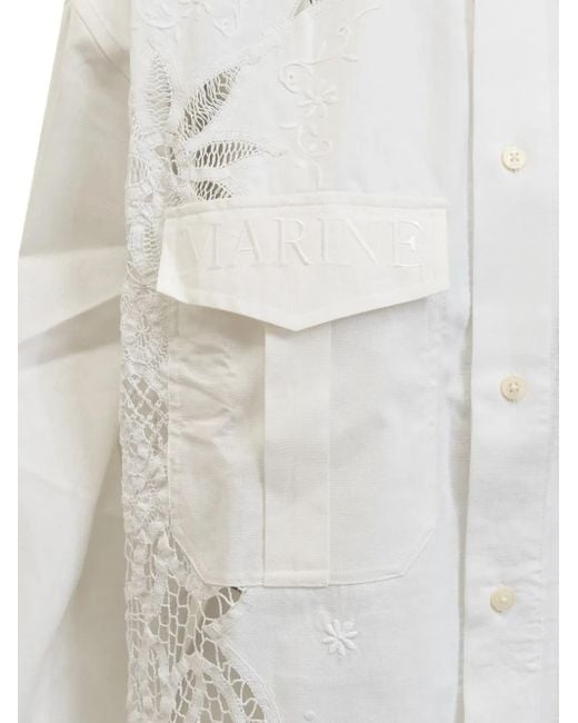 MARINE SERRE White Upcycled Household Linen Twin Pocket Shirt for men