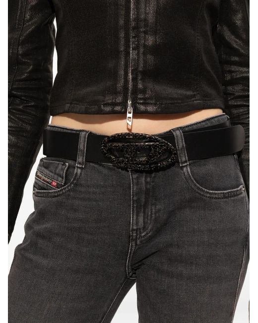 DIESEL White B-1Dr Oval Logo Belt