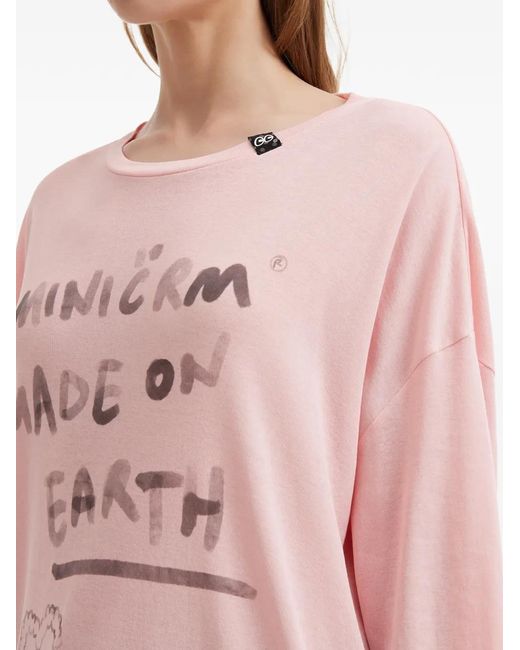 Mini Cream Pink Lettering-Print T-Shirt