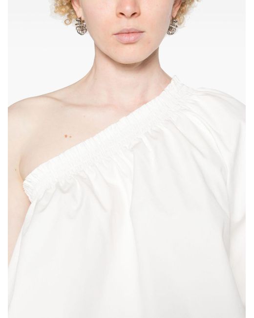 One-shoulder cotton blouse di Maje in White