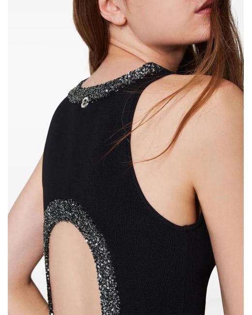 Twinset Black Sequin-Embellished Knitted Dress