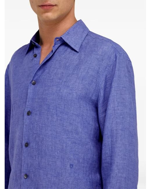 Ferragamo Blue Linen Shirt for men