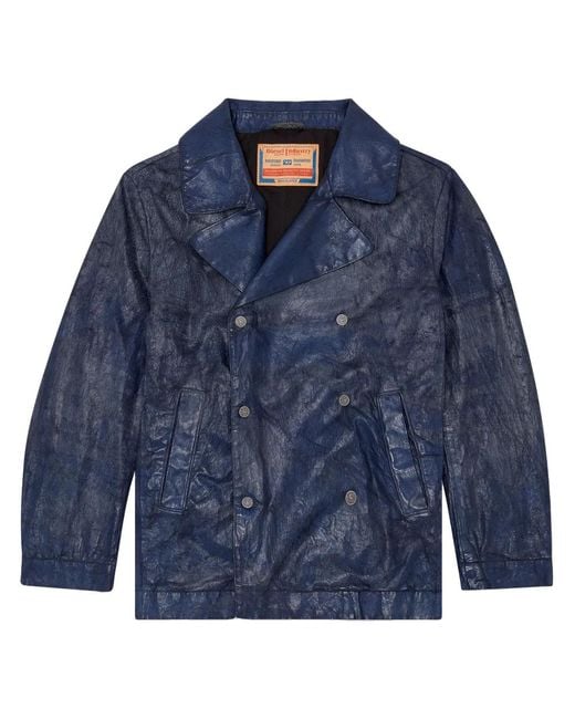 DIESEL Blue Double-Breasted Denim Jacket for men
