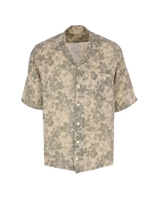 120% Lino White Chemise À Fleurs for men