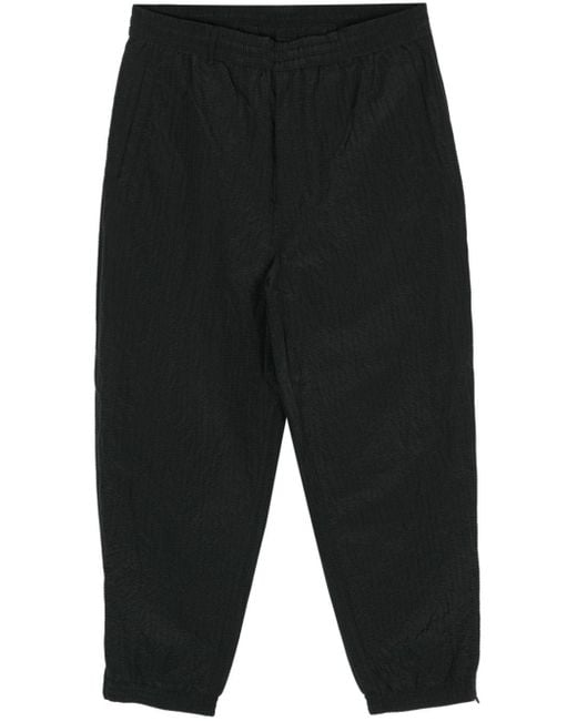 Emporio Armani Black Textured-finish Logo-plaque Trousers for men