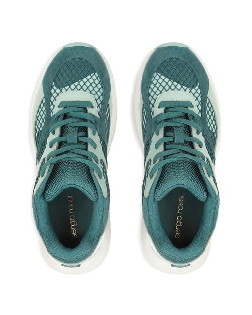 Sergio Rossi Green Surge Sport Panelled Sneakers