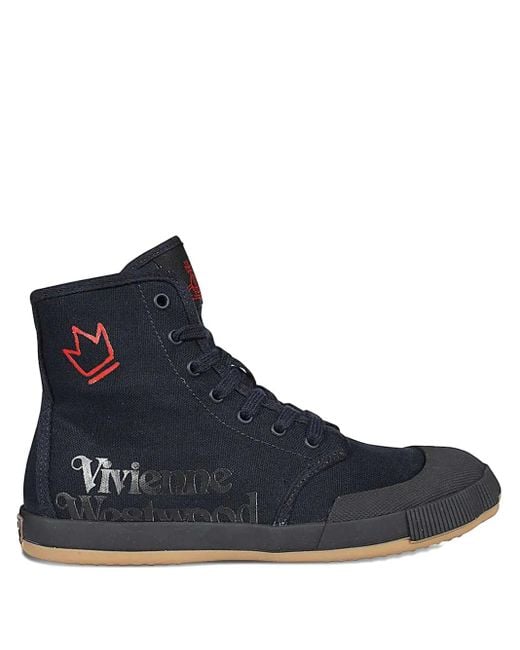Vivienne Westwood Blue Logo-Print High-Top Sneakers for men
