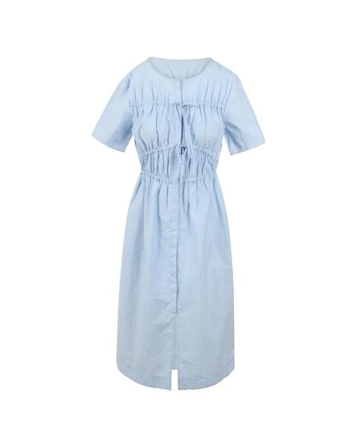Jovonna London Blue Ruched Tie-Fastening Midi Dress