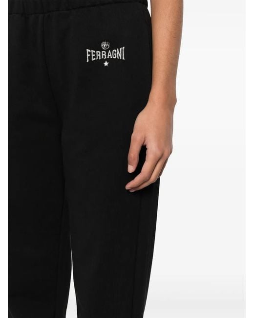 Chiara Ferragni Black Embroidered-Logo Track Pants