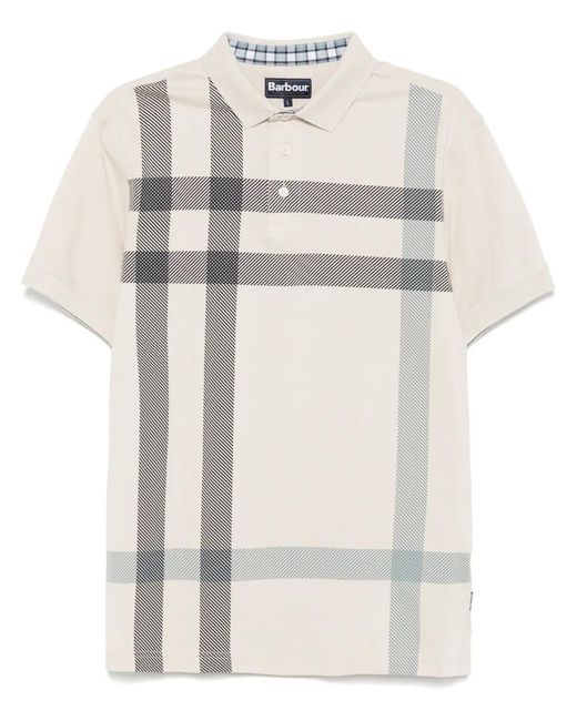 Barbour White Check Pattern Polo for men