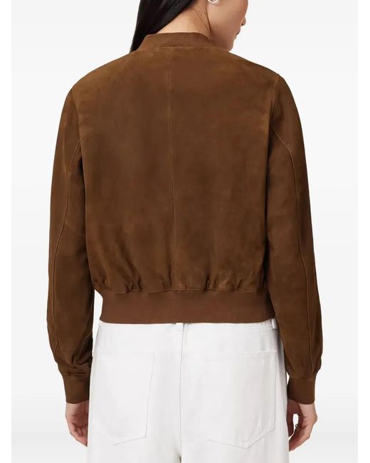 AllSaints Brown Suede Zip-Front Leather Jacket