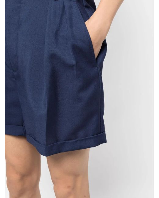 Bally Blue Pleated Twill Tailored Shorts for men