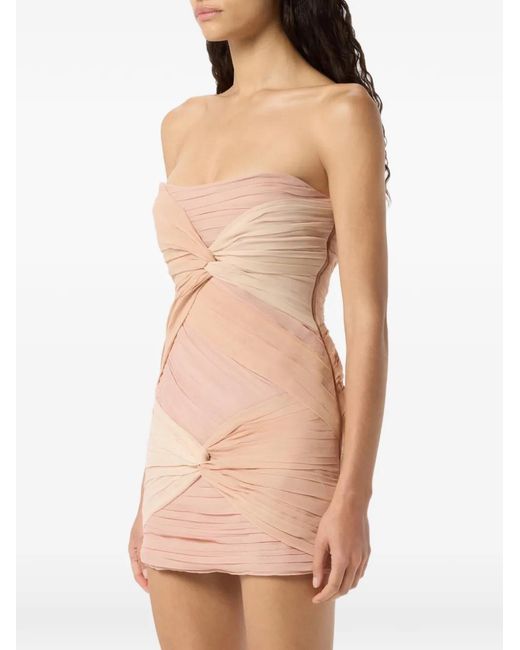 Blumarine Natural Knotted-Detail Mini Dress