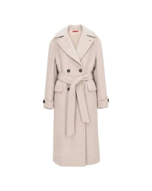 Isaia Natural Belted Double-Breasted Coat for men