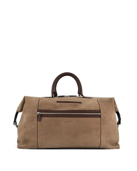 Kiton Brown Suede Holdall for men