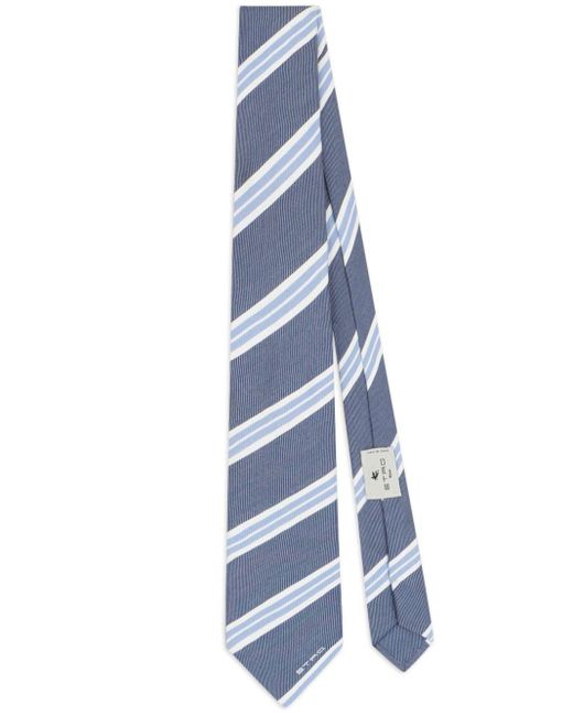 Etro Blue Striped Silk-cotton Tie for men