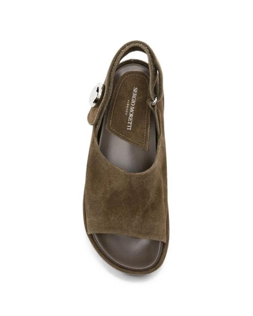 SERGIO MORETTI FIRENZE Brown Suede Slingback Sandals