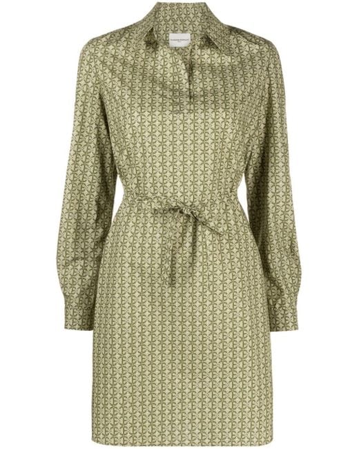 Claudie Pierlot Green Geometric-print Poplin Dress