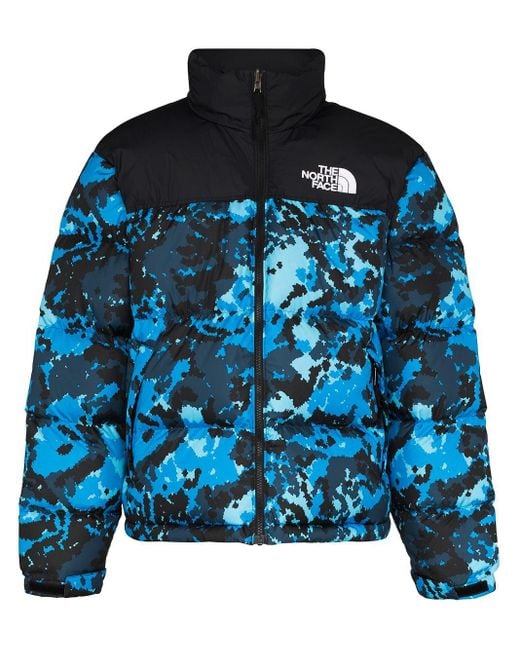 The North Face Camouflage Print Padded Jacket in Blue for Men | Lyst