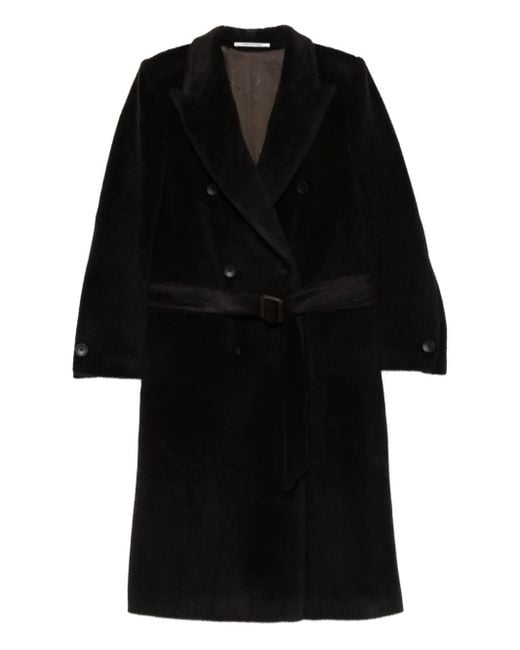 Tagliatore Black Belted Double-Breasted Coat