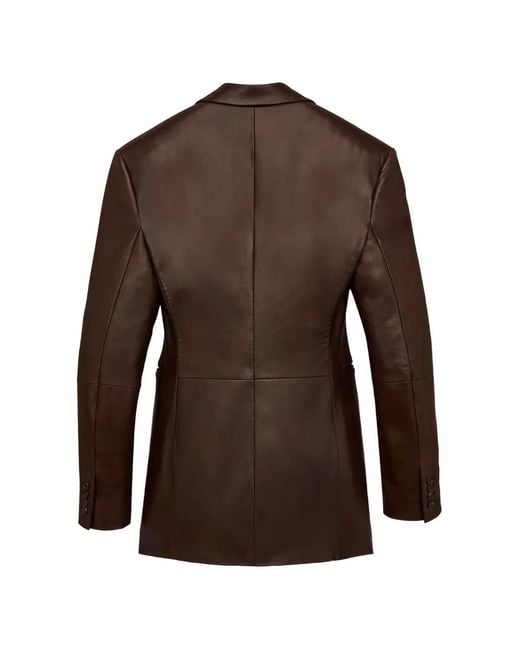 Saint Laurent Brown Peak-Lapel Single-Breasted Jacket for men