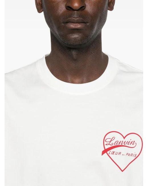 Lanvin Red Heart-Print T-Shirt for men