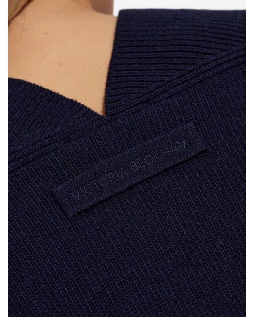 Victoria Beckham Blue Cashmere Blend V-Neck Jumper Clothing