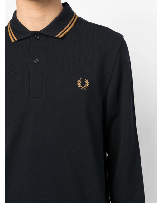 Fred Perry Blue Logo-Embroidered Cotton Polo Shirt for men