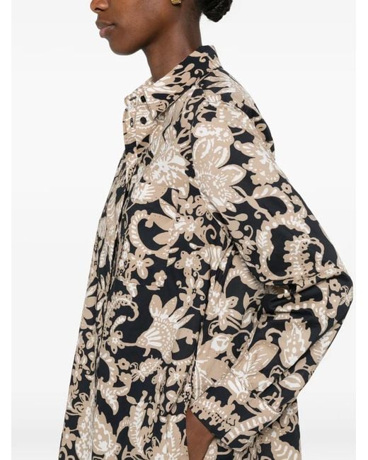 Marc O' Polo White Floral-Print Long-Sleeve Mini Dress