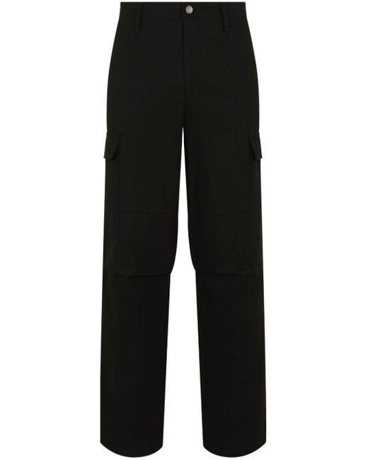 Pantalon droit en coton à poches cargo Dolce & Gabbana pour homme en coloris Black