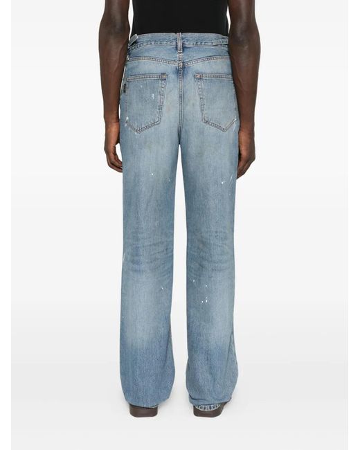 Haikure Blue Five-Pocket Paint-Splatter Jeans for men