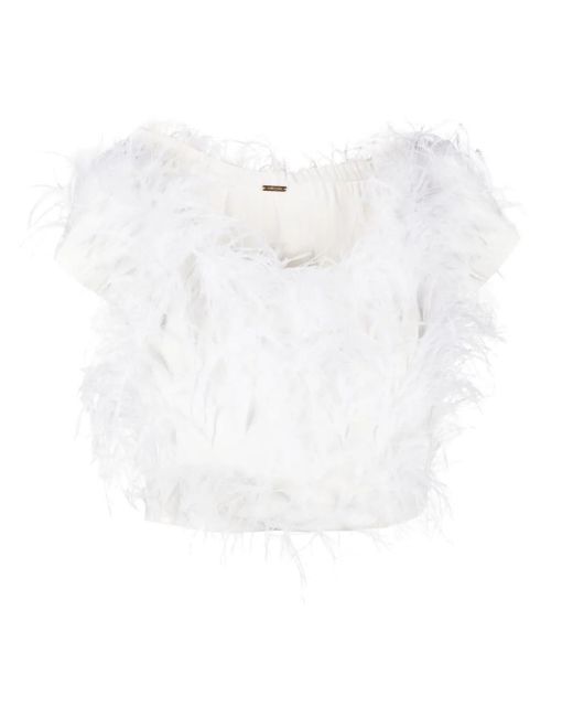 Cult Gaia White Sosha Feather Top