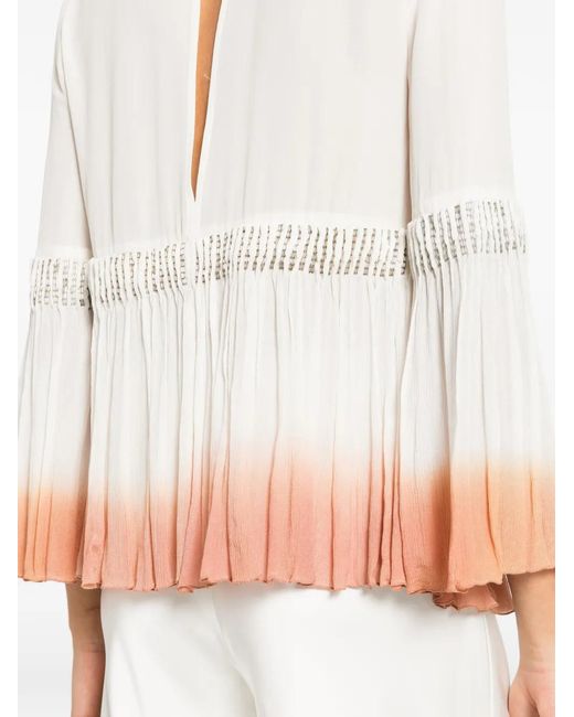 Elisabetta Franchi White Pleated Ombré-Effect Top