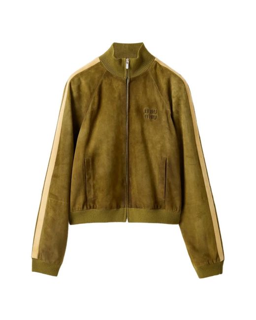 Miu Miu Green Waxed Suede Jacket