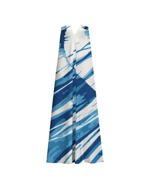 Diarrablu Blue Jwana Abstract-Print Rope-Strap Maxi Dress