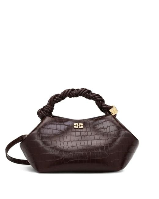 Ganni Brown Mini Bou Tote Bag