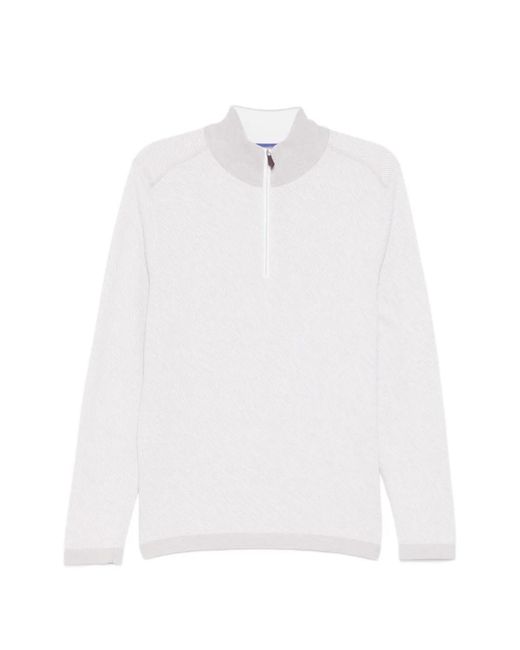 N.Peal Cashmere Salcombe Pullover Mit Reißverschluss in White für Herren