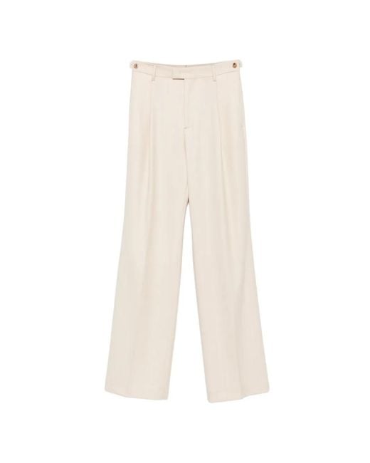 Berwich White Herringbone Pleated Trousers