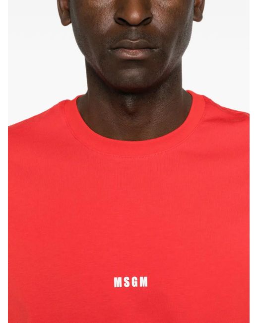 MSGM Red Logo-Print T-Shirt for men