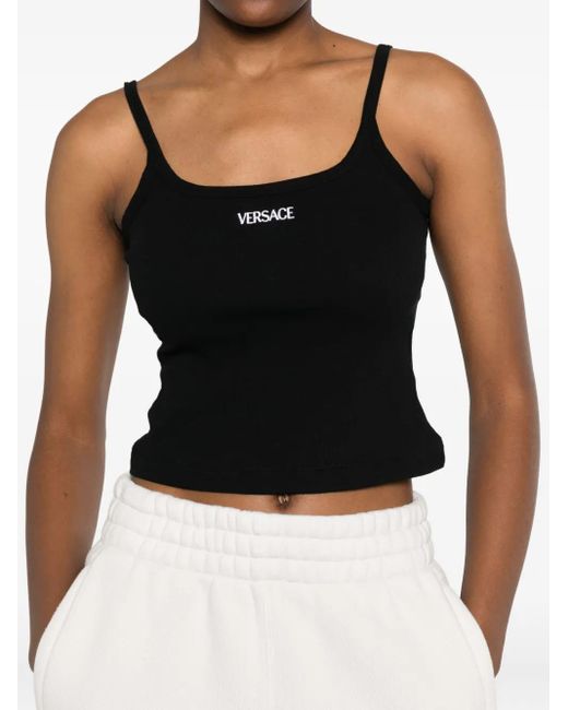 Versace Black Top mit Logo-Stickerei